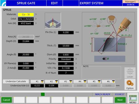 Expert System for injection hole machining