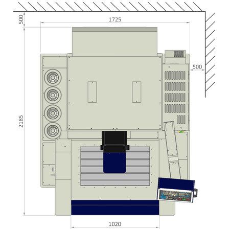 H100QE2 floor space – top view