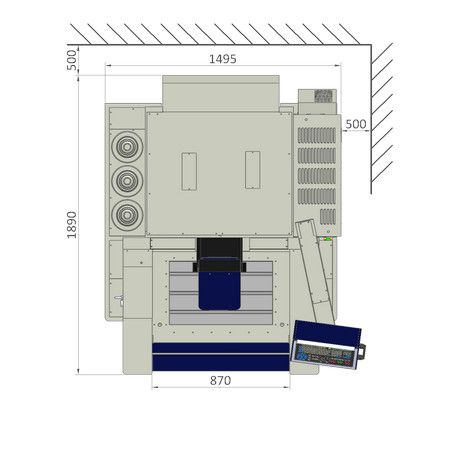 HC60QE2 floor space – top view