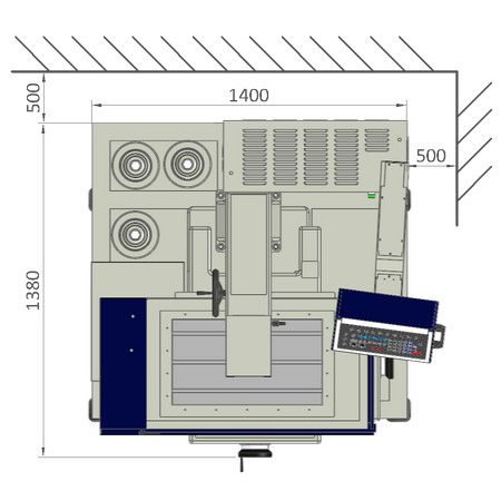 ZNC-50SE floor space – top view